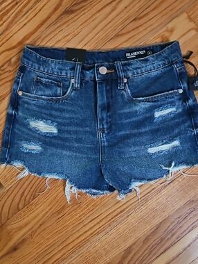 Blank NYC Dark Blue Distressed Denim Cutoff Shorts